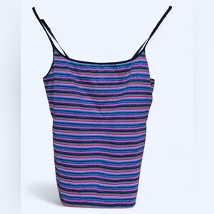 Victoria's Secret Women’s Pink Preppy Striped Sparkly Camisole Tank Top Large